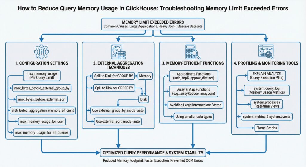 ClickHouse memory limit exceeded (code 241): reducing query memory usage in ClickHouse